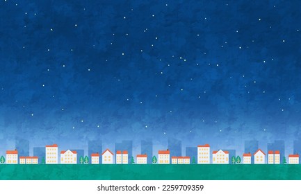 Vektorgrafik-Hintergrund des Stadtlandwerks in der Nacht.