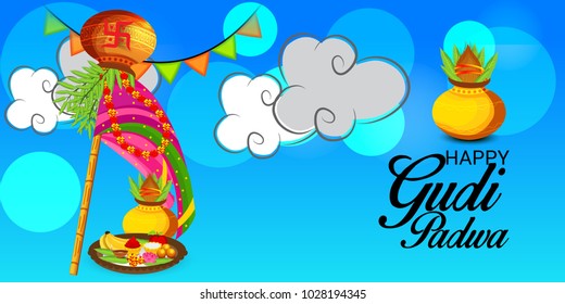 Vector illustration of a Background for Occasion Gudi Padwa Celebration (Marathi New Year).