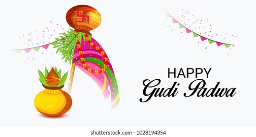 Vector illustration of a Background for Occasion Gudi Padwa Celebration (Marathi New Year).