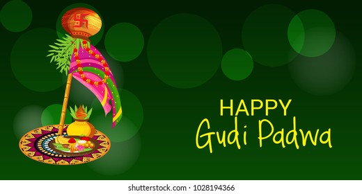 Vector illustration of a Background for Occasion Gudi Padwa Celebration (Marathi New Year).