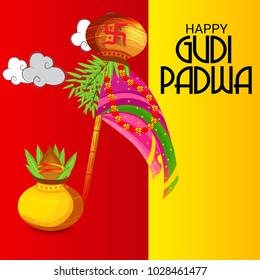 Vector illustration of a Background for Occasion Gudi Padwa Celebration (Marathi New Year).