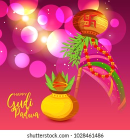 Vector illustration of a Background for Occasion Gudi Padwa Celebration (Marathi New Year).