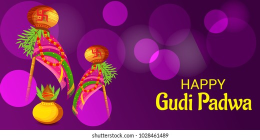 Vector illustration of a Background for Occasion Gudi Padwa Celebration (Marathi New Year).