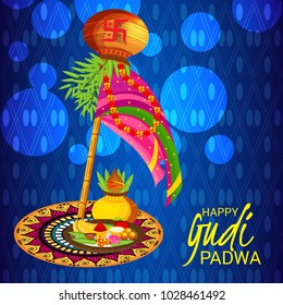 Vector illustration of a Background for Occasion Gudi Padwa Celebration (Marathi New Year).