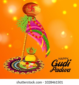 Vector illustration of a Background for Occasion Gudi Padwa Celebration (Marathi New Year).