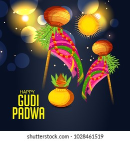Vector illustration of a Background for Occasion Gudi Padwa Celebration (Marathi New Year).