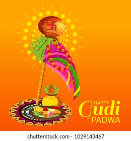Vector illustration of a Background for Occasion Gudi Padwa Celebration (Marathi New Year).