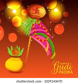 Vector illustration of a Background for Occasion Gudi Padwa Celebration (Marathi New Year).