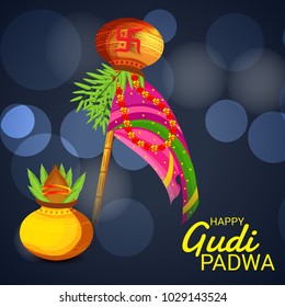 Vector illustration of a Background for Occasion Gudi Padwa Celebration (Marathi New Year).