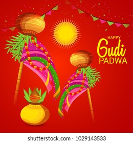 Vector illustration of a Background for Occasion Gudi Padwa Celebration (Marathi New Year).