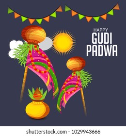 Vector illustration of a Background for Occasion Gudi Padwa Celebration (Marathi New Year).