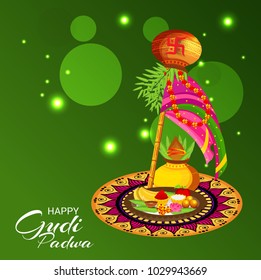 Vector illustration of a Background for Occasion Gudi Padwa Celebration (Marathi New Year).