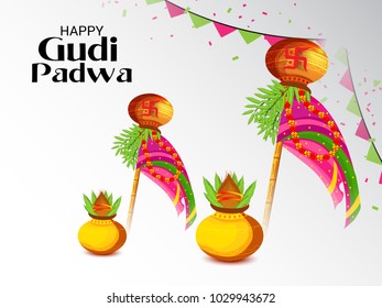 Vector illustration of a Background for Occasion Gudi Padwa Celebration (Marathi New Year).