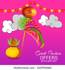 Vector illustration of a Background for Occasion Gudi Padwa Celebration (Marathi New Year).