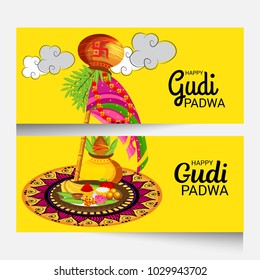 Vector illustration of a Background for Occasion Gudi Padwa Celebration (Marathi New Year).