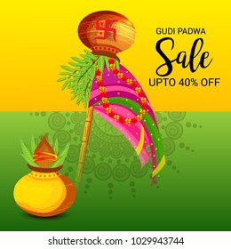 Vector illustration of a Background for Occasion Gudi Padwa Celebration (Marathi New Year).