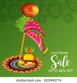 Vector illustration of a Background for Occasion Gudi Padwa Celebration (Marathi New Year).