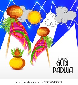 Vector illustration of a Background for Occasion Gudi Padwa Celebration (Marathi New Year).