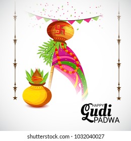 Vector illustration of a Background for Occasion Gudi Padwa Celebration (Marathi New Year).