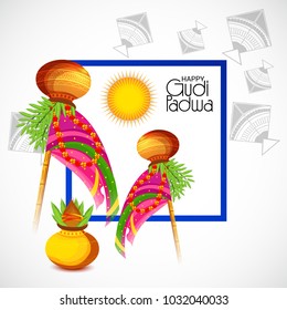 Vector illustration of a Background for Occasion Gudi Padwa Celebration (Marathi New Year).