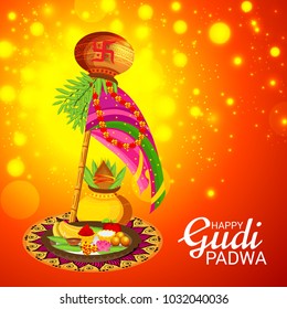 Vector illustration of a Background for Occasion Gudi Padwa Celebration (Marathi New Year).