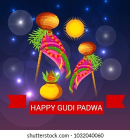 Vector illustration of a Background for Occasion Gudi Padwa Celebration (Marathi New Year).