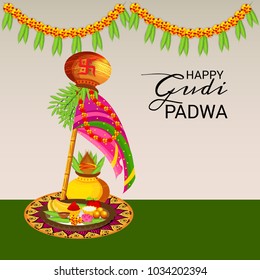 Vector illustration of a Background for Occasion Gudi Padwa Celebration (Marathi New Year).