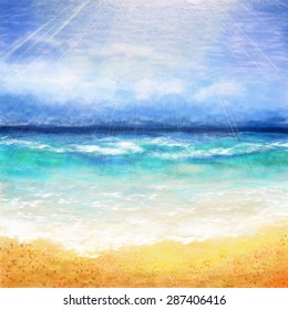 vector illustration background of ocean beach