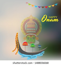 Vector illustration of a Background for Onam South Indian Festival,