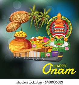 Vector illustration of a Background for Onam South Indian Festival,