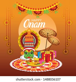 Vector illustration of a Background for Onam South Indian Festival,