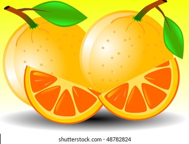 Vector illustration or background of orange and slice