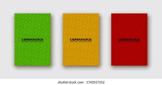 Vektor Illustration Hintergrund pandemische Symbole Coronavirus covid 19. Virus Corona Hintergrund Muster. Medizinischer Banner mit Coronavirus covid19 Bakteriensymbol eingestellt. Modernes Design der abstrakten Infektionsstruktur.