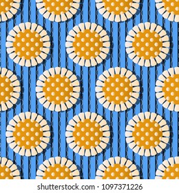 Vector illustration background. Pattern made of decorative cartoon flowers