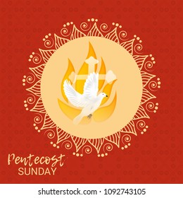 Vector illustration of a Background for Pentecost Holy spirit dove.