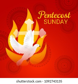 Vector illustration of a Background for Pentecost Holy spirit dove.