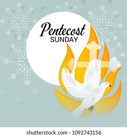 Vector illustration of a Background for Pentecost Holy spirit dove.