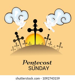 Vector illustration of a Background for Pentecost Holy spirit dove.