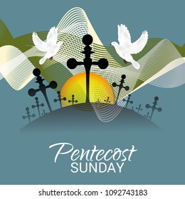 Vector illustration of a Background for Pentecost Holy spirit dove.