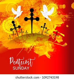 Vector illustration of a Background for Pentecost Holy spirit dove.