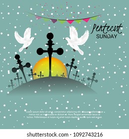 Vector illustration of a Background for Pentecost Holy spirit dove.