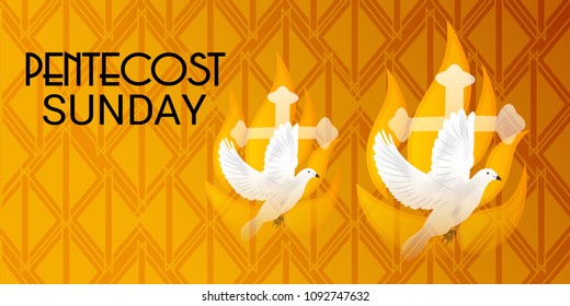 Vector illustration of a Background for Pentecost Holy spirit dove.