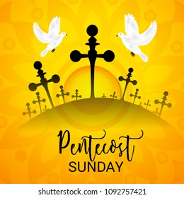 Vector illustration of a Background for Pentecost Holy spirit dove.