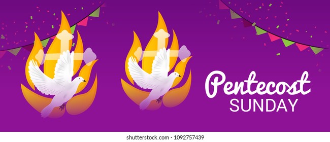 Vector illustration of a Background for Pentecost Holy spirit dove.