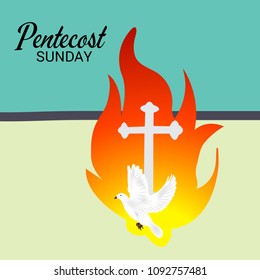 Vector illustration of a Background for Pentecost Holy spirit dove.