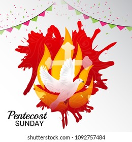 Vector illustration of a Background for Pentecost Holy spirit dove.