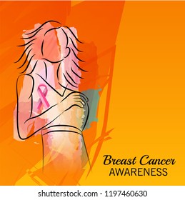 vector illustration of a Background with pink ribbon for breast cancer awareness.