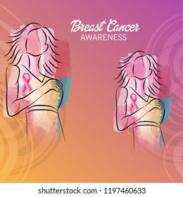 vector illustration of a Background with pink ribbon for breast cancer awareness.