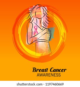 vector illustration of a Background with pink ribbon for breast cancer awareness.