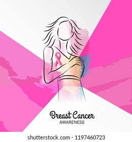 vector illustration of a Background with pink ribbon for breast cancer awareness.